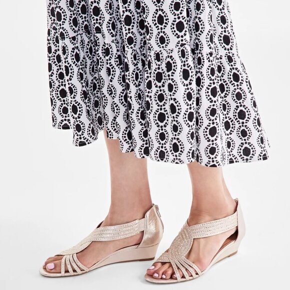 Charter Club Women's Ginifur Embellished Strappy Wedge Sandals (WIDE) - Picture 4 of 8